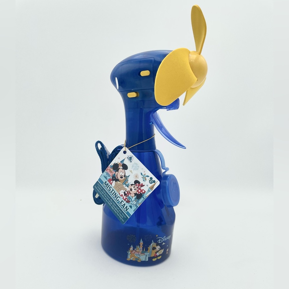 Disney Parks Blue Misting Spray Bottle w/ Fan and Lanyard NWT